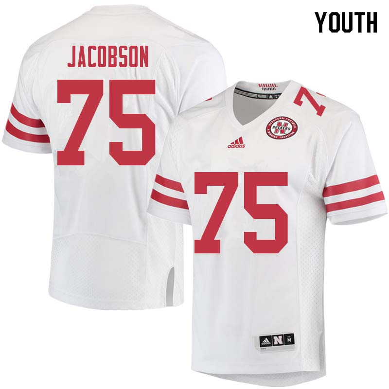 Youth #75 Larry Jacobson Nebraska Cornhuskers College Football Jerseys Sale-White